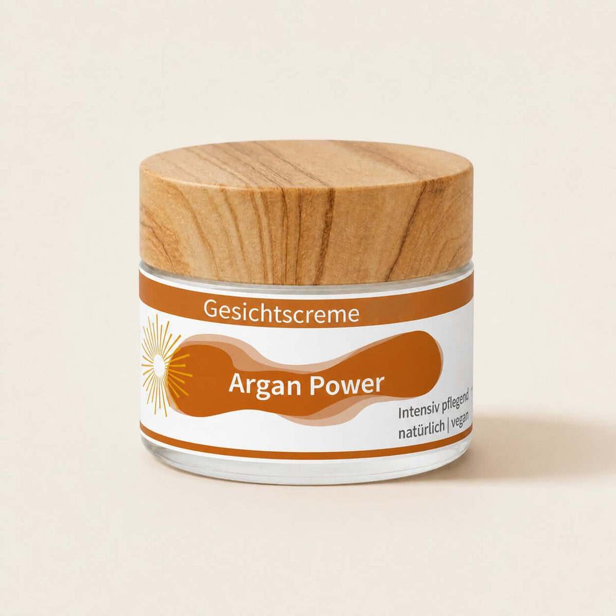 Handgemachte Gesichtscreme mit Arganöl, Jojobaöl und Mangobutter im Glastiegel
