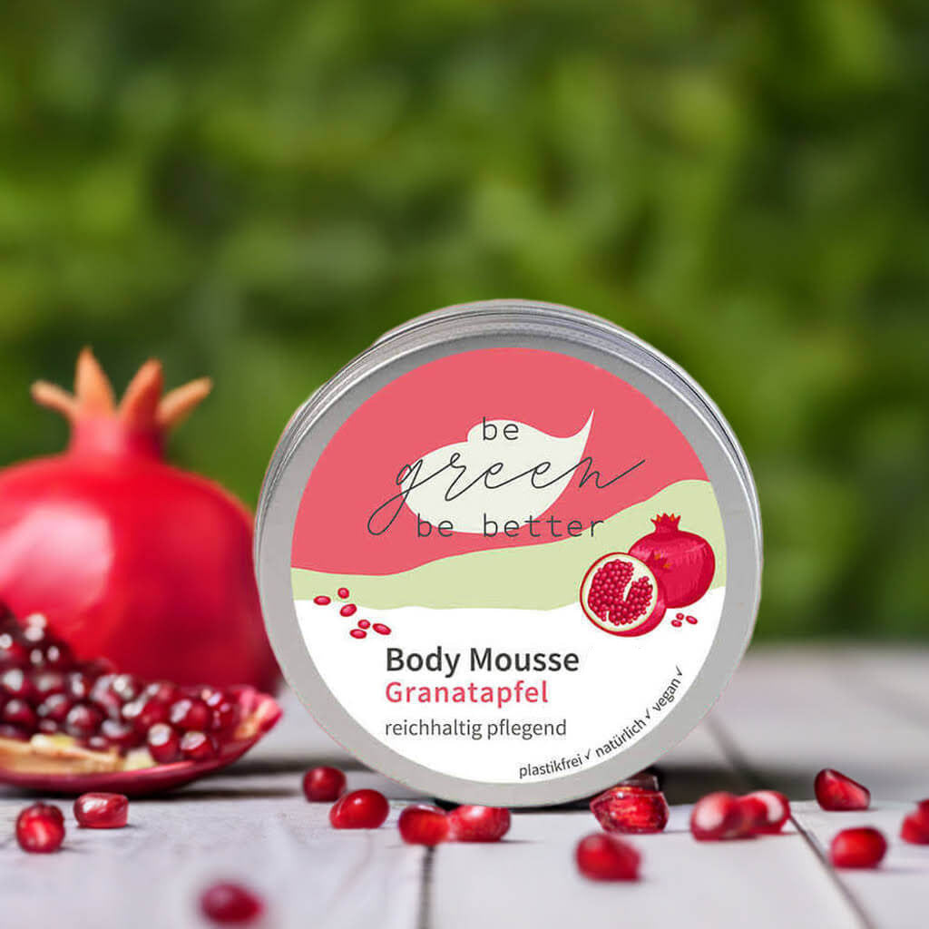 Body Mousse in Blechdose nebem Granatapfel