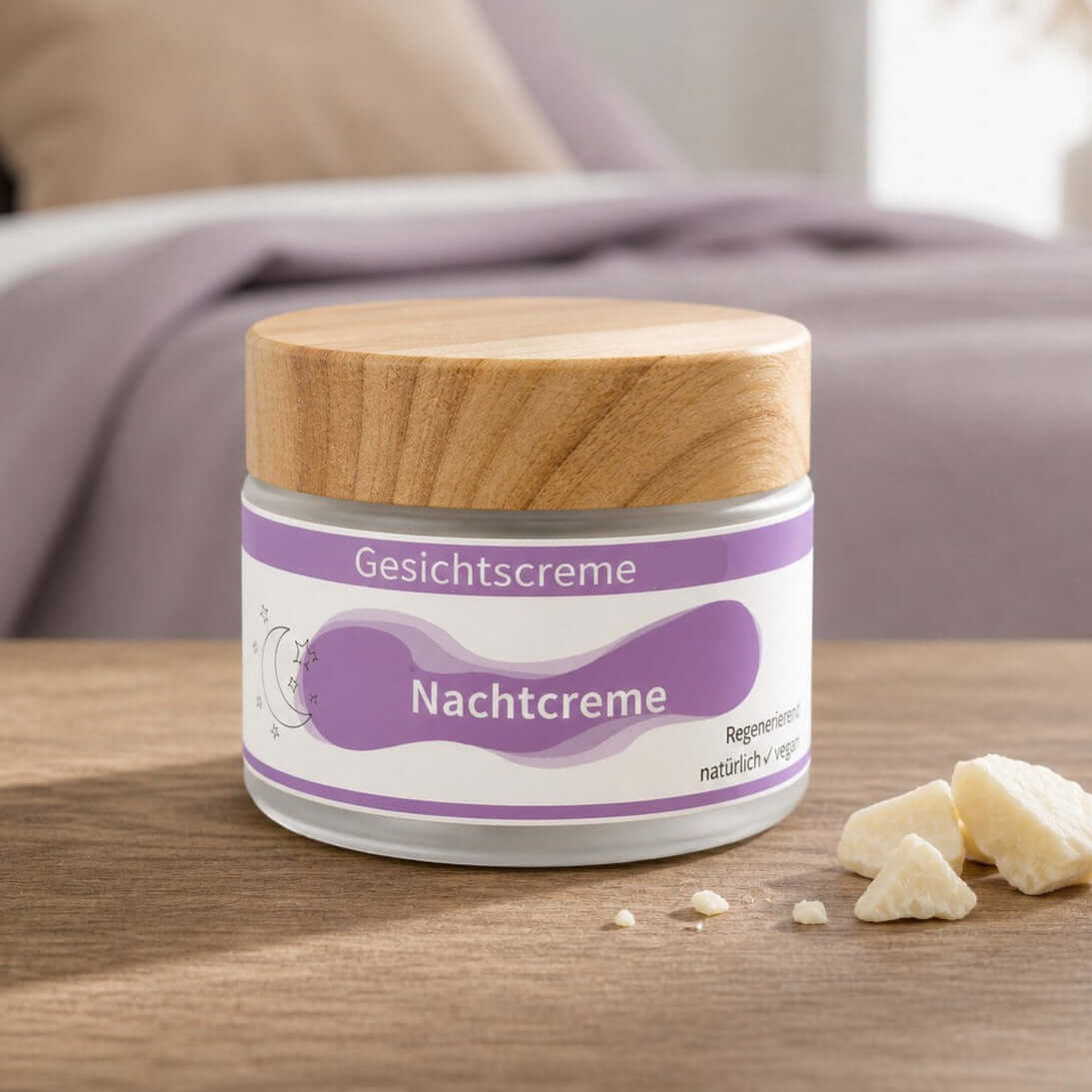Handgemachte Nachtcreme für reife Haut mit Sheabutter und Nachtkerzenöl