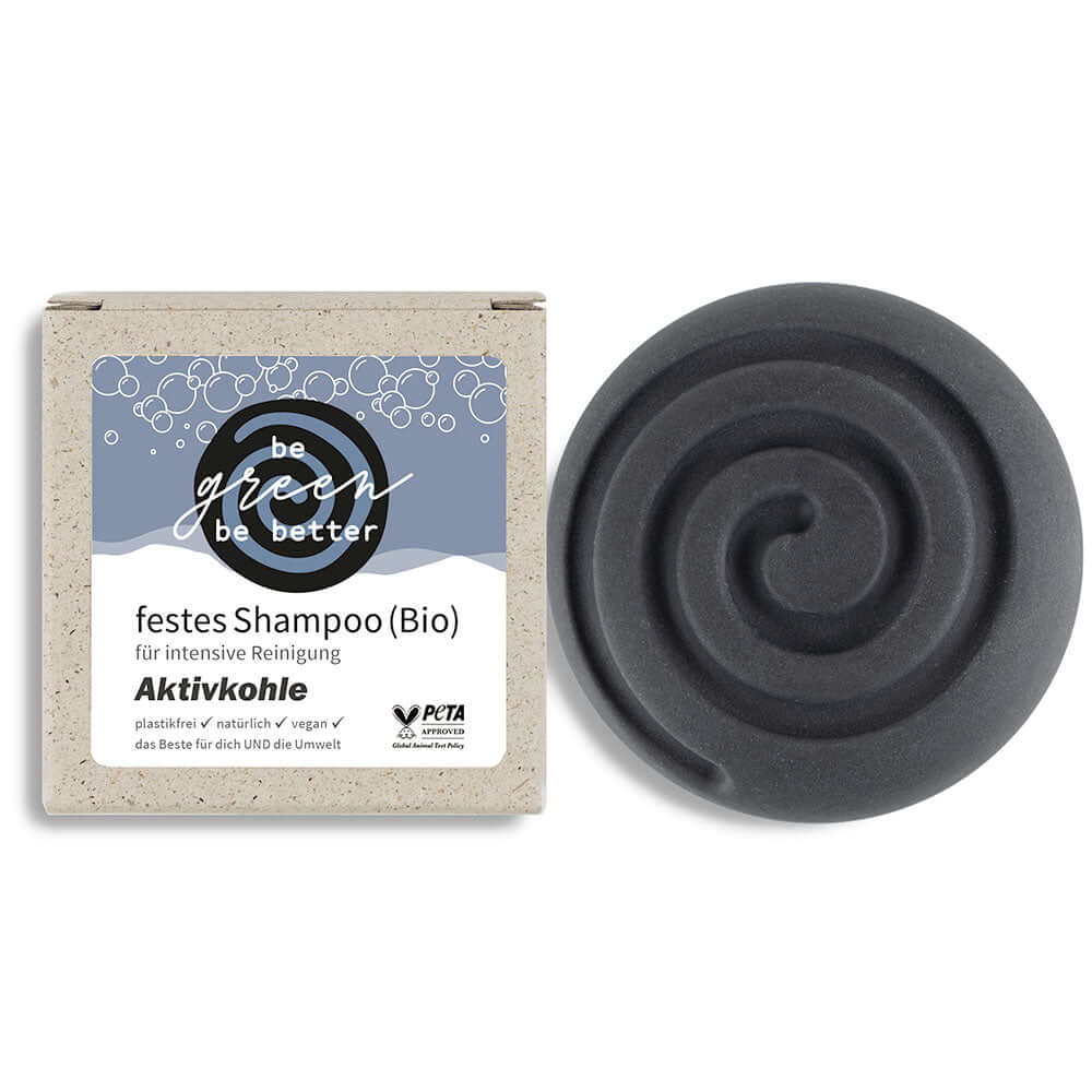 Festes Shampoo Naturkosmetik mit Aktivkohle