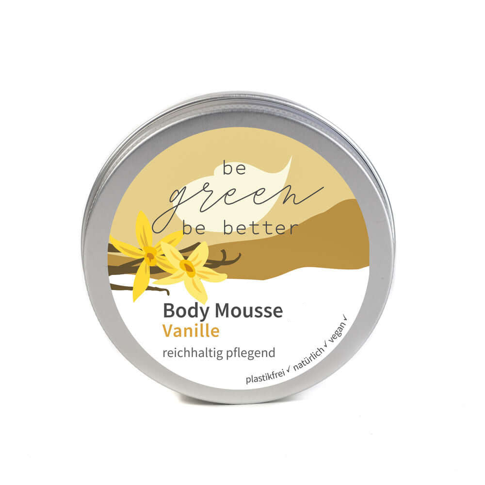 Naturkosmetik Bio Body Mousse mit Vanille Duft in Blechdose