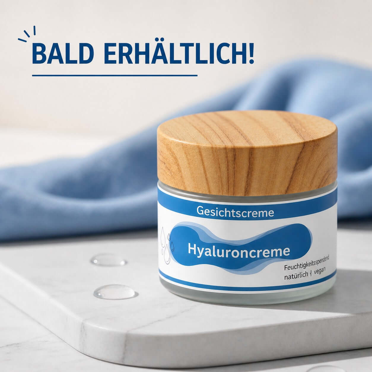 Hyaluroncreme Gesichtscreme in Glasbehälter mit Deko