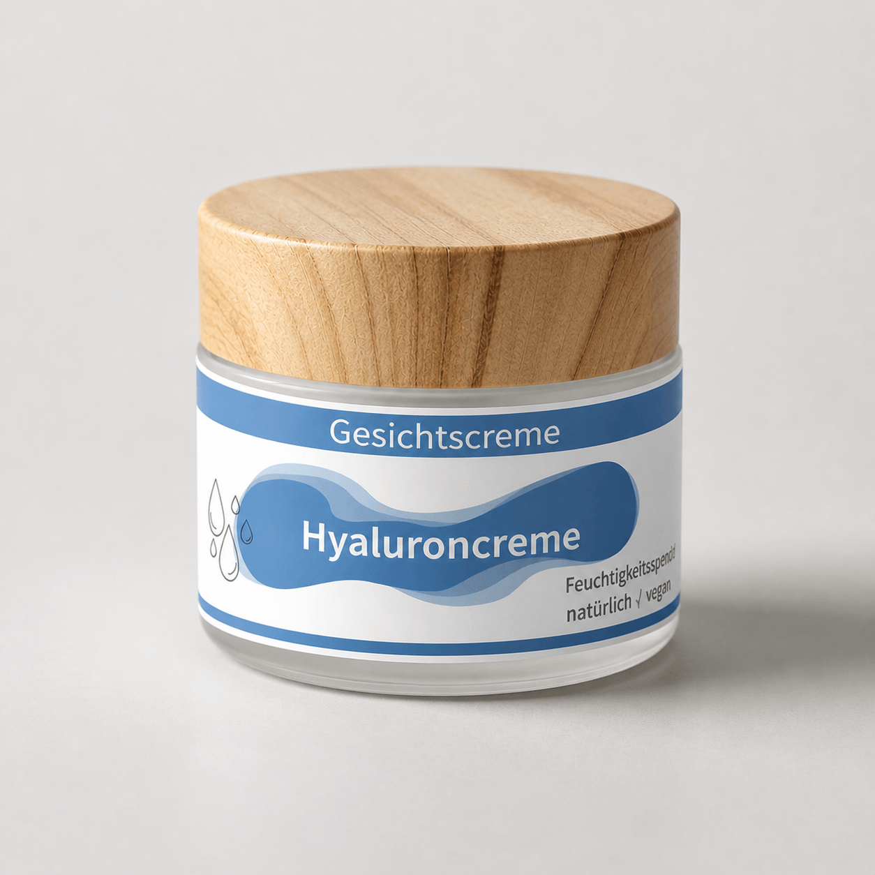 Hyaluroncreme Gesichtscreme in Glasbehälter mit Deko