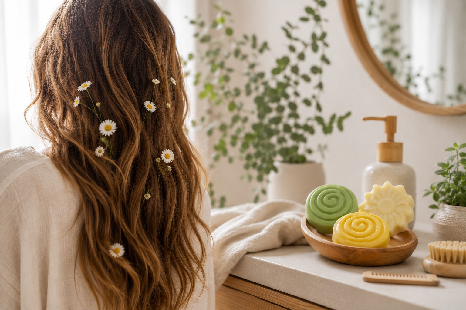Festes Shampoo und Conditioner für natürliche und plastikfreie Haarpflege