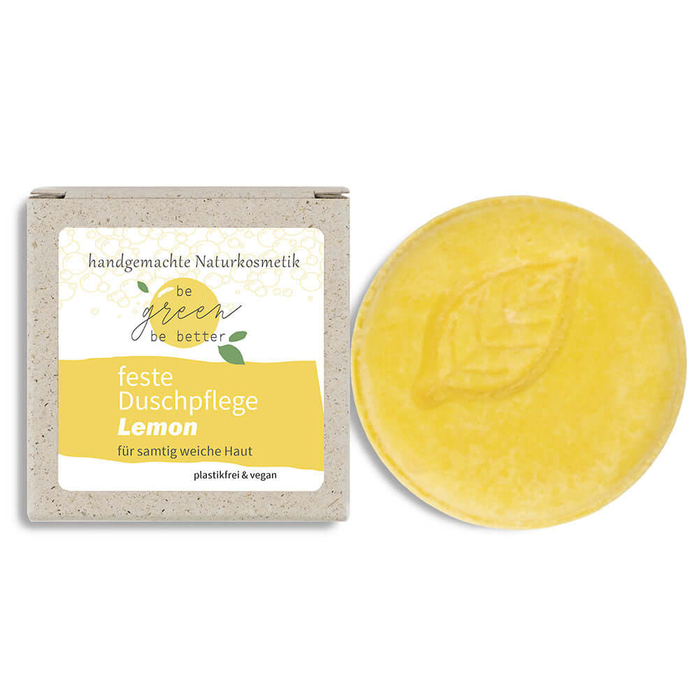 Feste Dusche Body Bar Lemon (Feste Duschpflege) in Graspapier Karton