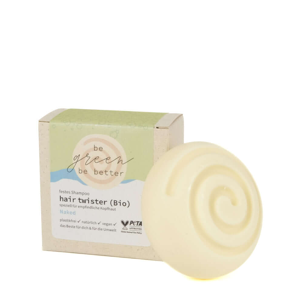 Naturkosmetik festes Shampoo Naked für empfindliche Haut in Graspapier Karton